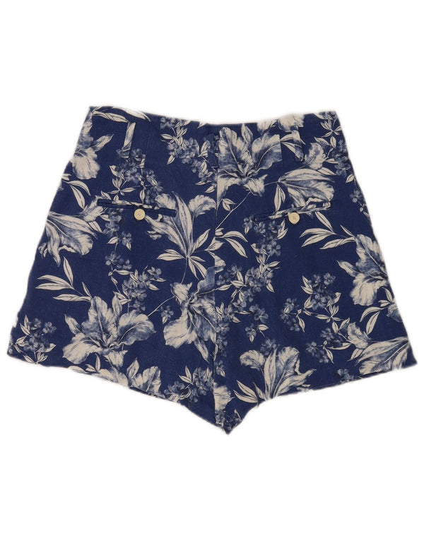 Женские шорты с высокой посадкой Zara Medium W28 Синие с цветочным принтом
