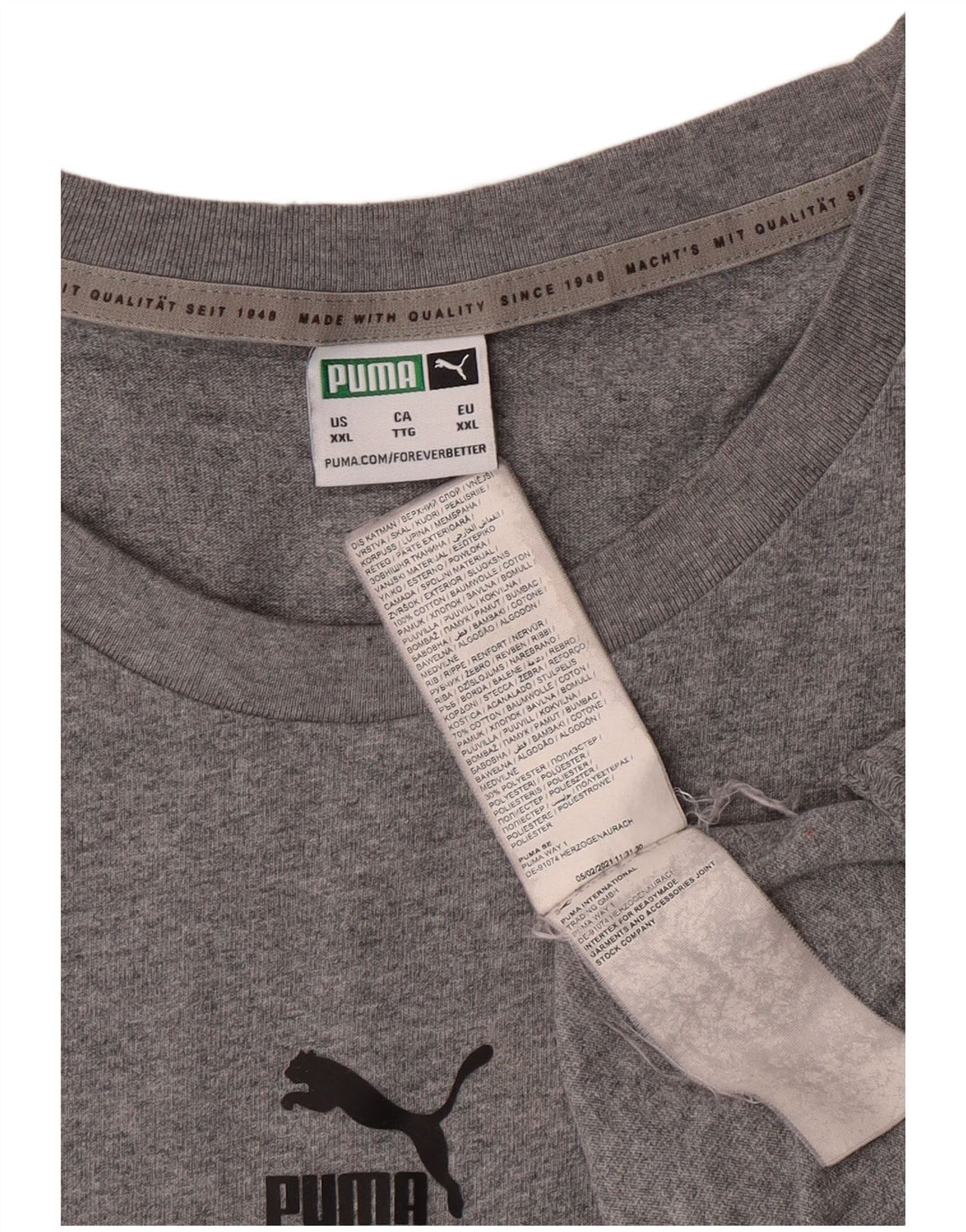 Мужская футболка с рисунком Puma 2XL, серый хлопок