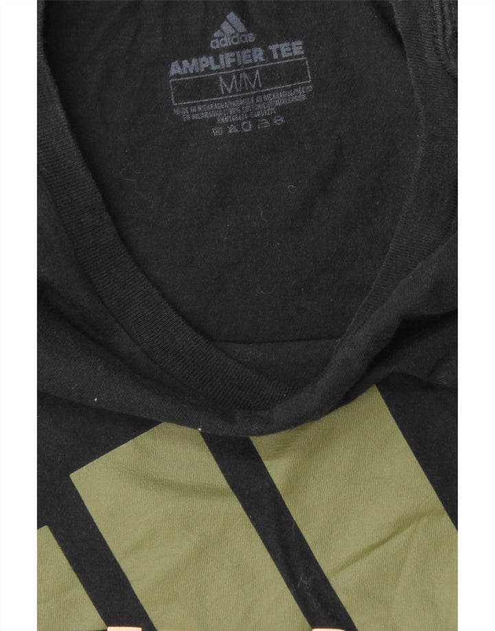 ADIDAS Womens Graphic T-Shirt Top UK 14 Medium Black Vintage Adidas and Second-Hand Adidas from Messina Hembry 