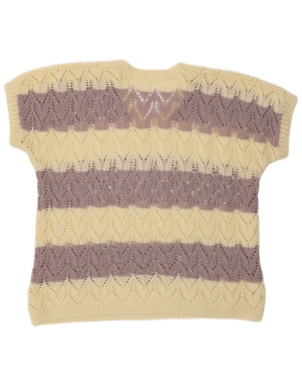 ВИНТАЖНЫЙ женский укороченный джемпер с v-образным вырезом и короткими рукавами, Великобритания 16, большой фиолетовый цвет