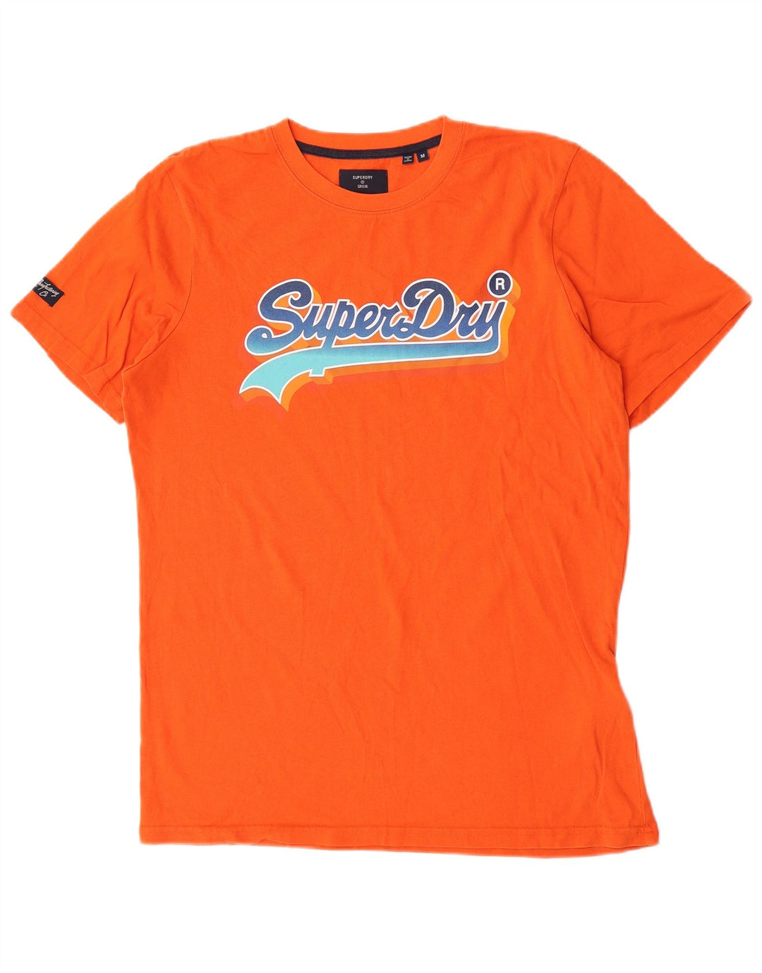 Мужская футболка с рисунком Superdry, хлопковый топ среднего оранжевого цвета