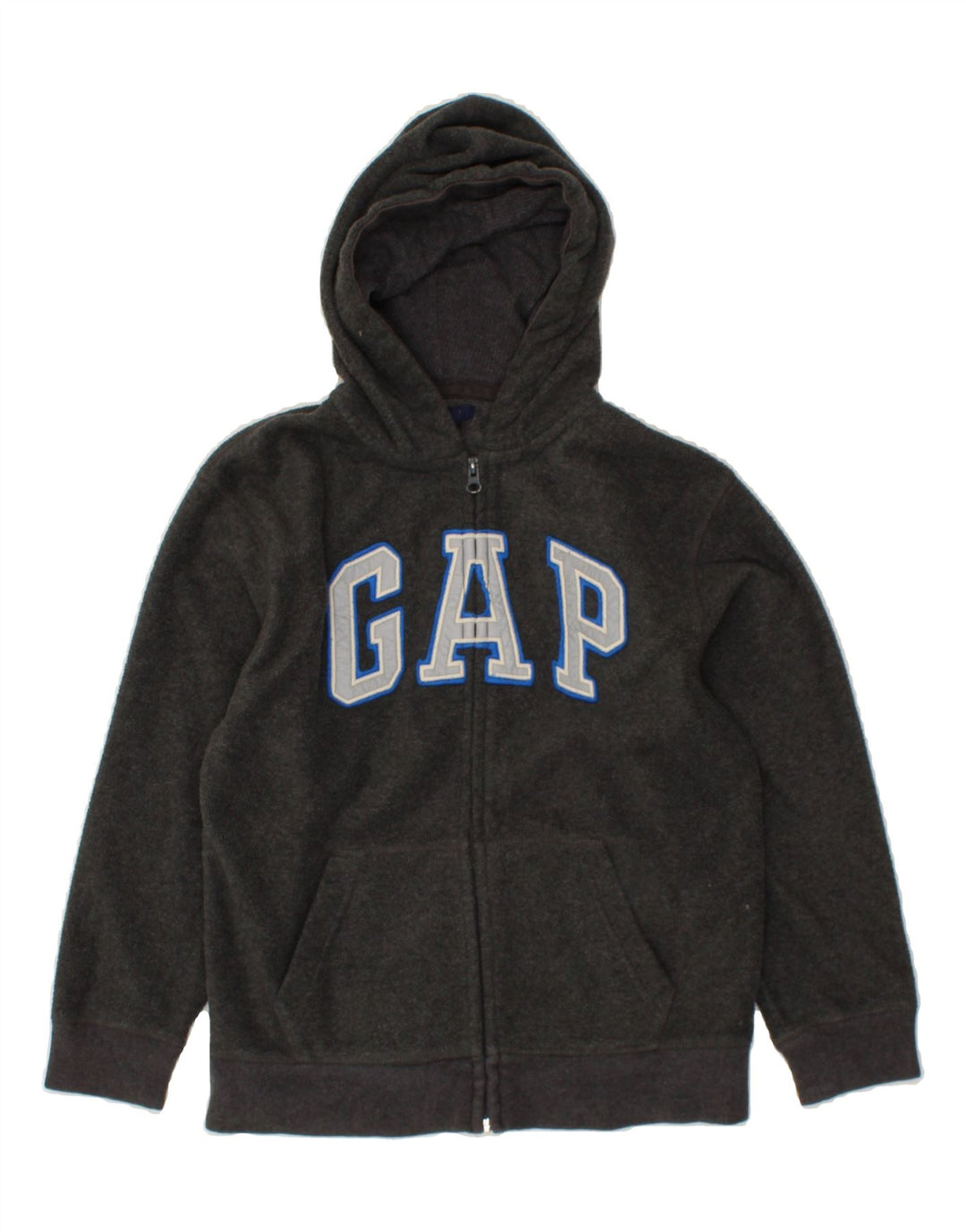 GAP Boys Graphic Zip Hoodie Sweater 10-11 Years Grey Polyester Vintage Gap and Second-Hand Gap from Messina Hembry 