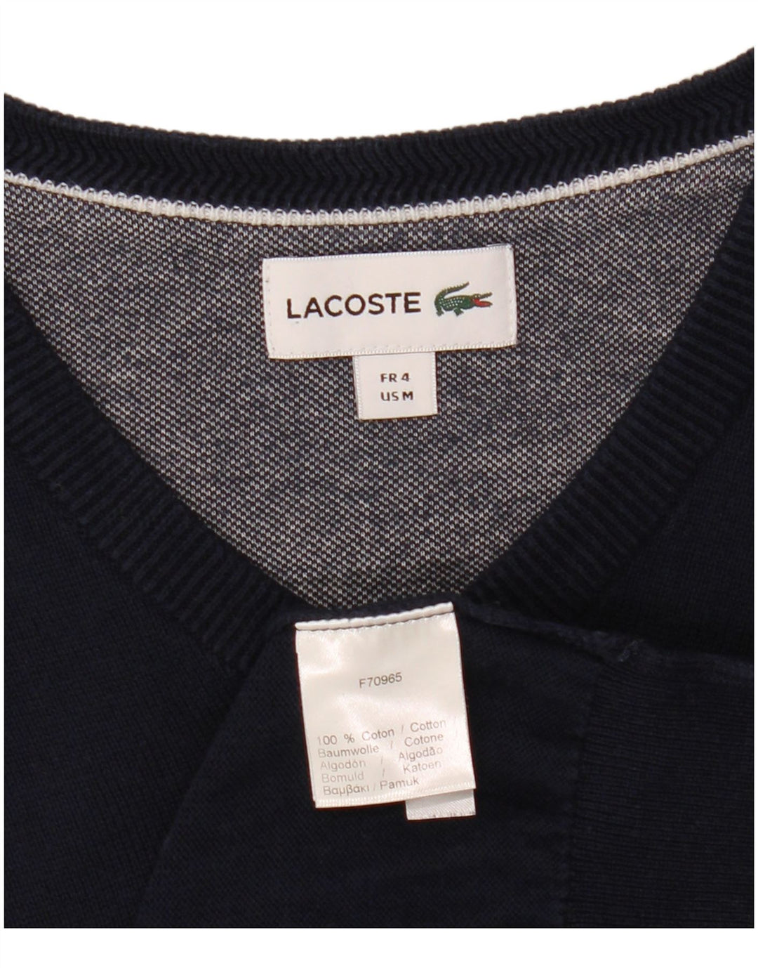 LACOSTE Мужской джемпер с v-образным вырезом, размер 4, средний, темно-синий, хлопок