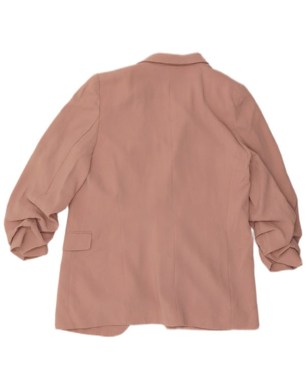 Женский открытый пиджак Marks & Spencer UK 12, полиэстер среднего розового цвета