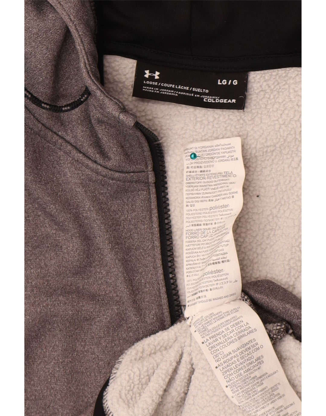 Мужской свитер с капюшоном на молнии Cold Gear Under Armour, большой серый полиэстер