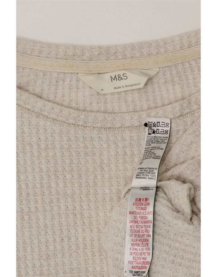 Женский топ с длинным рукавом Marks & Spencer UK 12, средний бежевый, вискоза