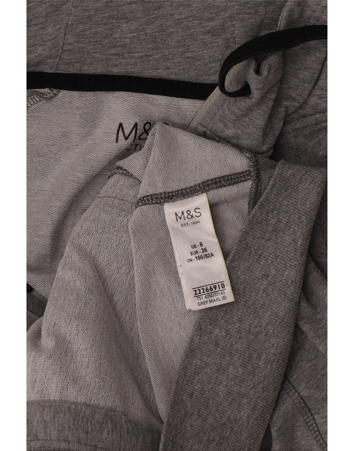 Женский свитер с капюшоном на молнии Marks & Spencer UK 8, маленький серый в крапинку
