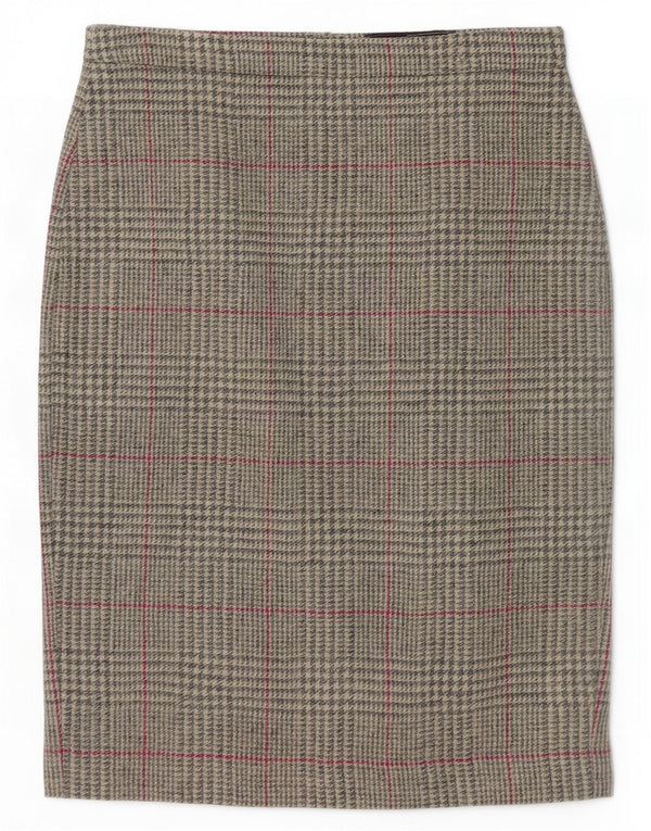 Чистая женская юбка-карандаш UK 12 Medium W30 Серая клетчатая шерсть