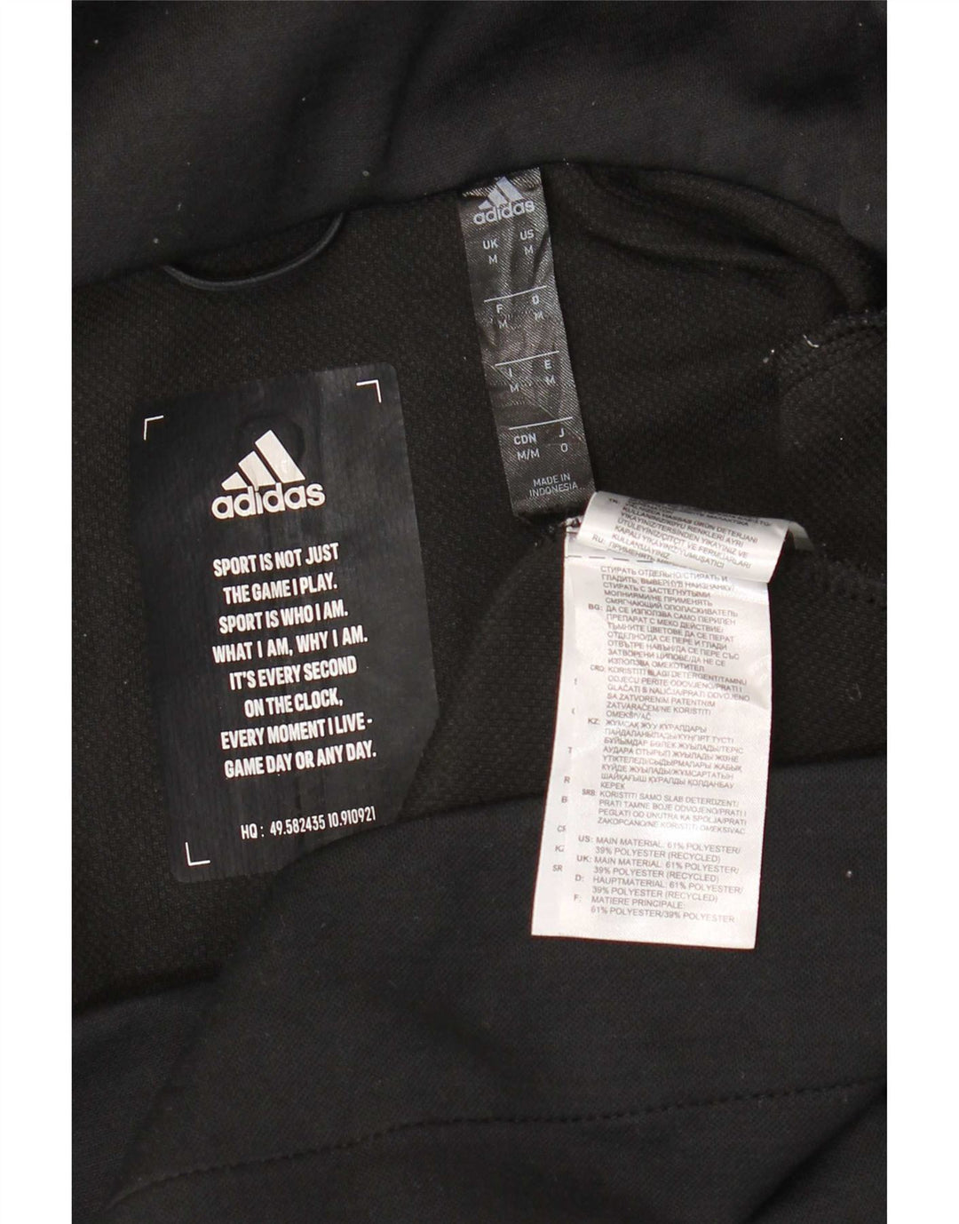 Мужской свитер Adidas с капюшоном на молнии, средний черный, полиэстер с крапинками