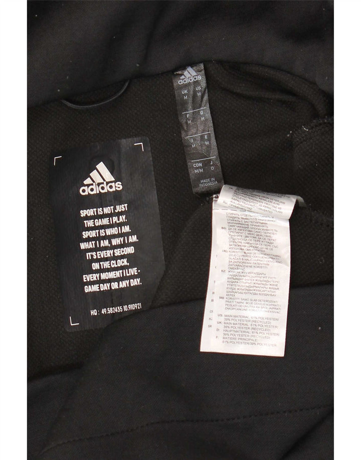 Мужской свитер Adidas с капюшоном на молнии, средний черный, полиэстер с крапинками