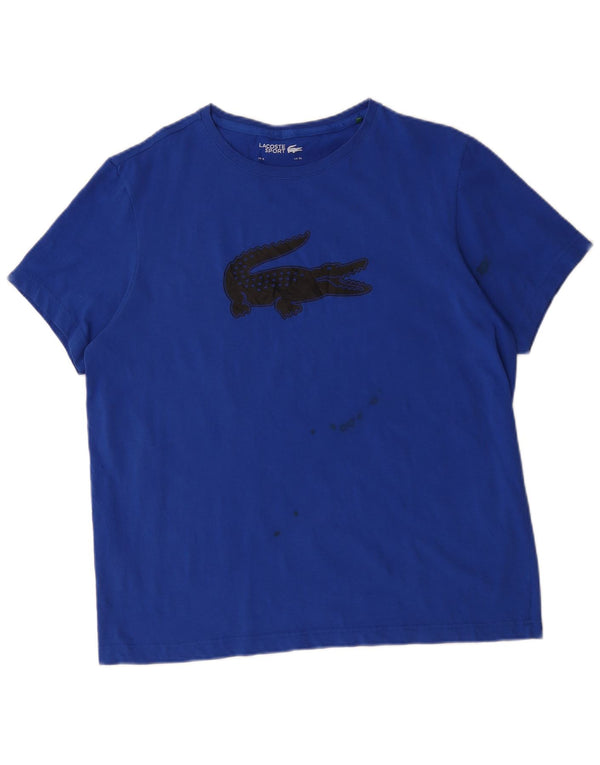 Lacoste Мужская футболка с рисунком, размер 7 XL, синяя, хлопок