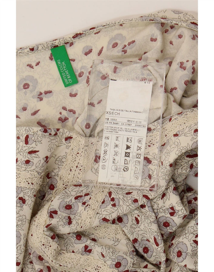 Женское платье трапециевидного силуэта BENETTON UK 6 XS Off White, вискоза с цветочным принтом