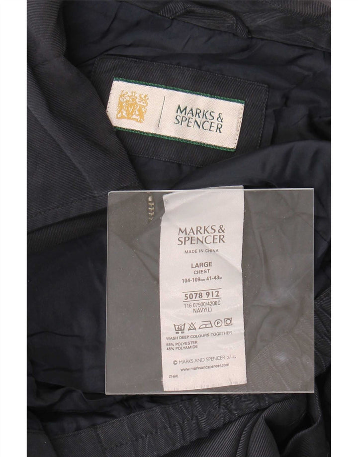 Мужская куртка-бомбер Marks & Spencer UK 40, большая темно-синяя, полиэстер