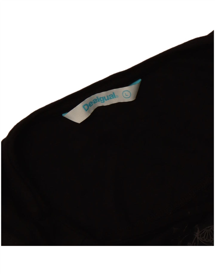 Женская туника без рукавов Desigual UK 14, большой черный цветочный принт