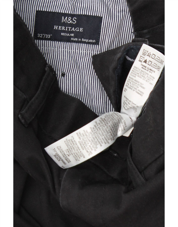 Мужские брюки чиносы Marks & Spencer Heritage Regular W32 L33, черный хлопок