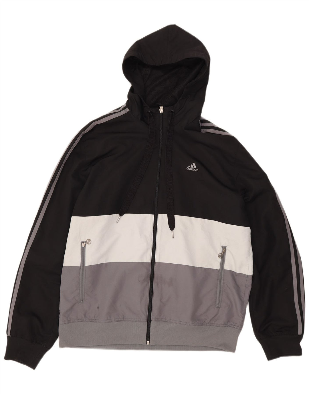 Мужской спортивный костюм Adidas с капюшоном, верхняя куртка, средний черный, полиэстер с цветными блоками