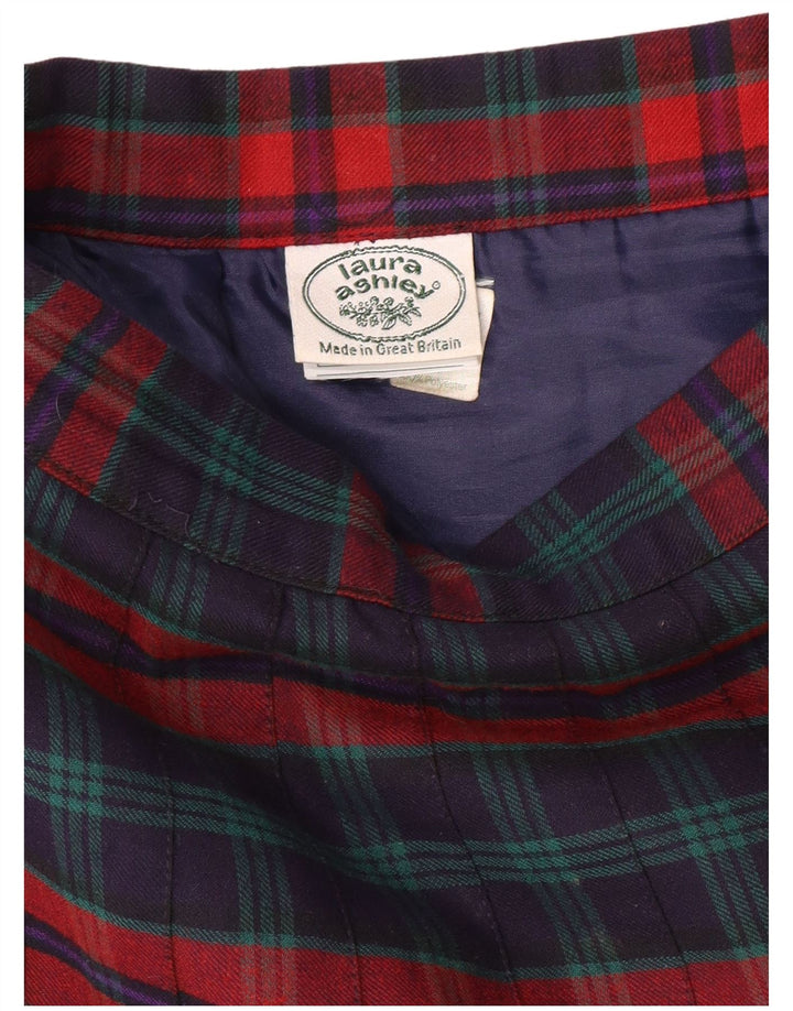 LAURA ASHLEY Женская плиссированная юбка с высокой талией W26, маленькая, темно-синяя, в клетку