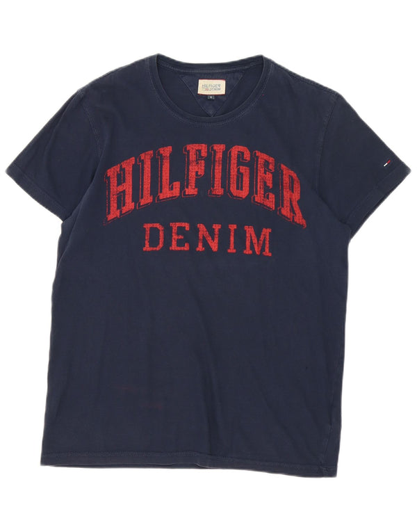 Tommy Hilfiger Мужская футболка с рисунком Топ среднего размера, темно-синий, хлопок