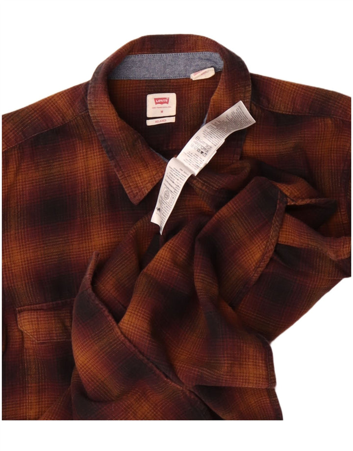 Мужская фланелевая рубашка свободного кроя в клетку Levi's, хлопок среднего коричневого цвета в клетку