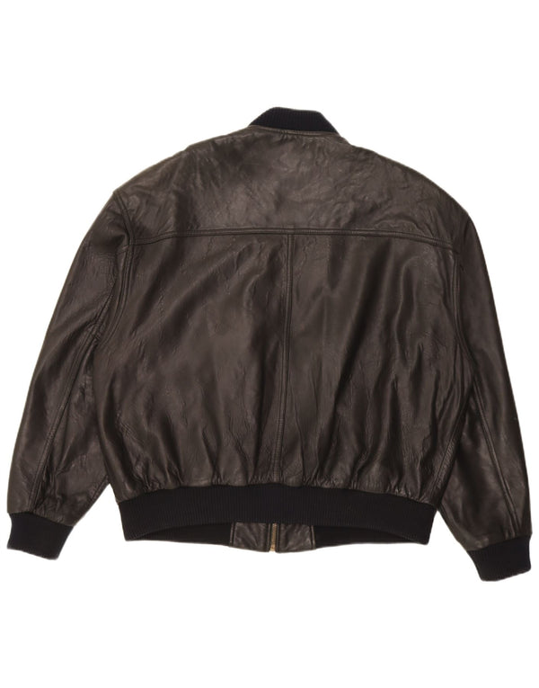 Мужская кожаная куртка-бомбер Trapper UK 46 3XL, черная кожа