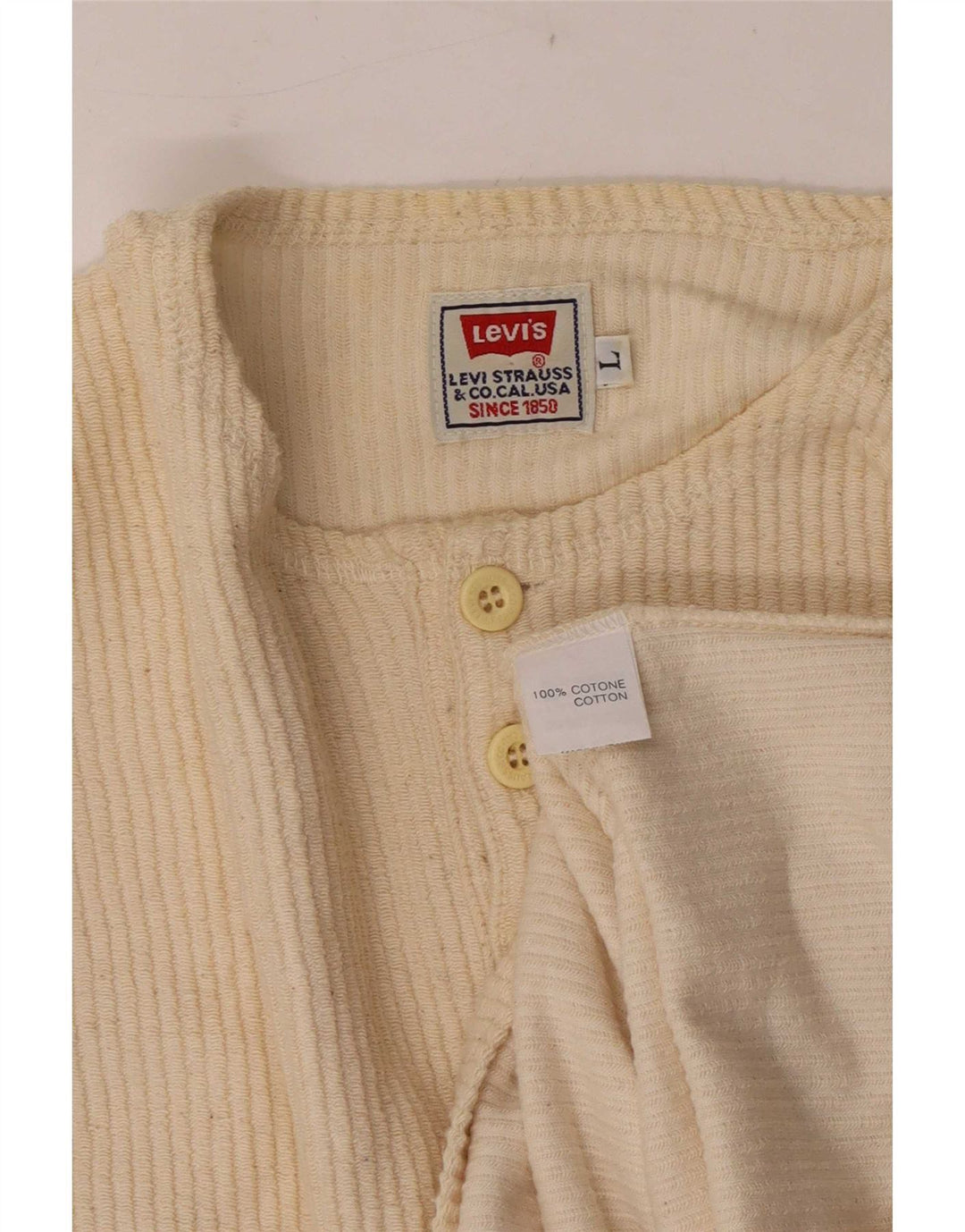 Мужской топ Levi's с длинным рукавом, большой размер, бежевый хлопок, хлопок