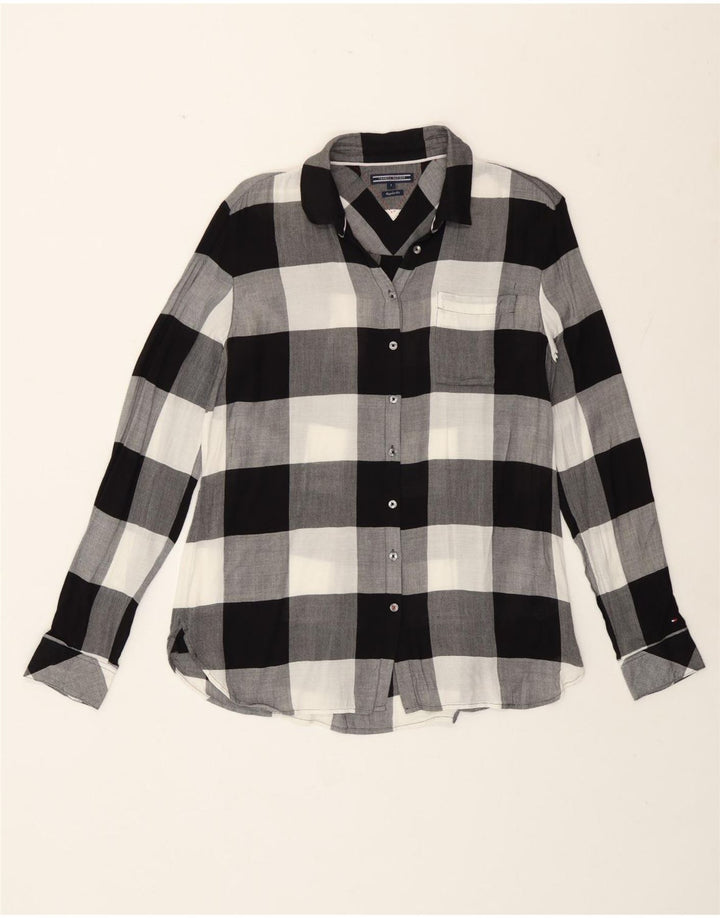 Женская рубашка стандартного кроя Tommy Hilfiger US 8, средний черный цвет в клетку, вискоза