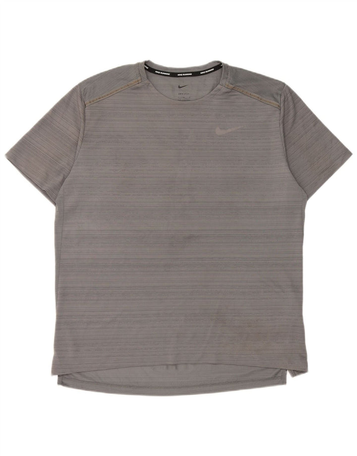Мужская футболка Nike Dri Fit из полиэстера в тонкую полоску большого серого цвета