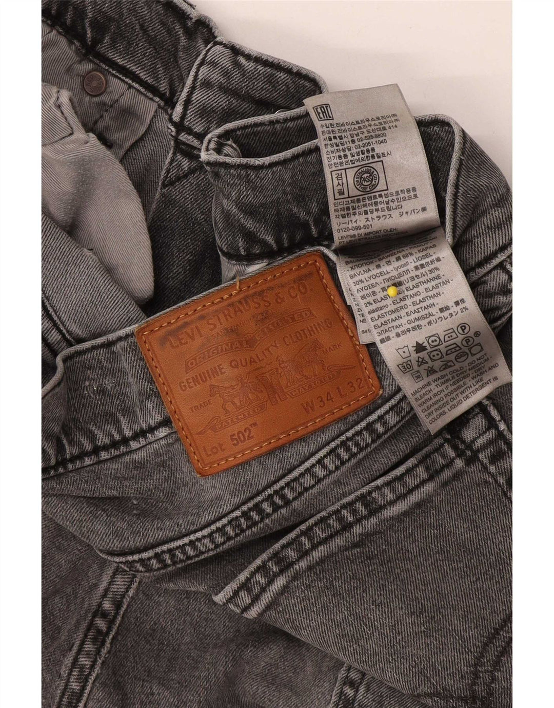 Мужские зауженные джинсы Levi's 502 W34 L32 Серые хлопковые