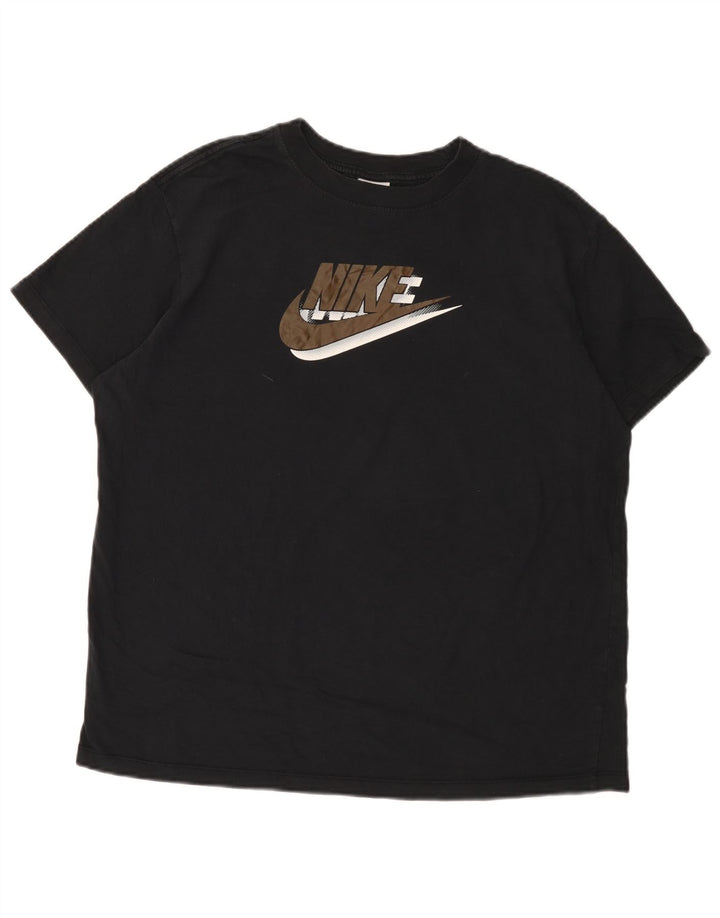 Мужская футболка большого размера с графическим рисунком Nike, средний черный хлопковый топ
