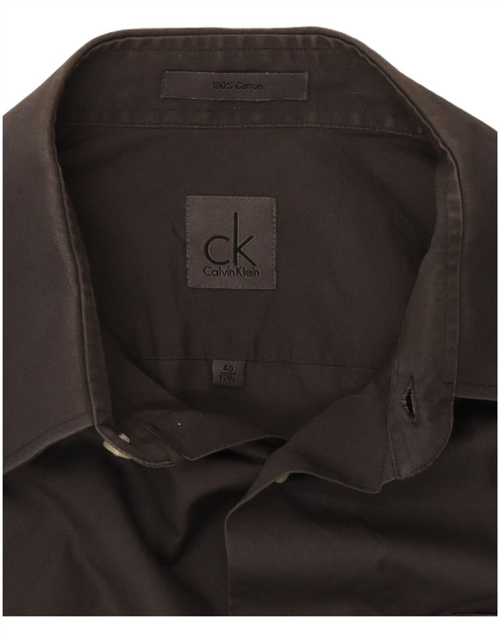 Мужская рубашка Calvin Klein, размер 40 15 1/2, средний серый хлопок, размер 40 15 1/2