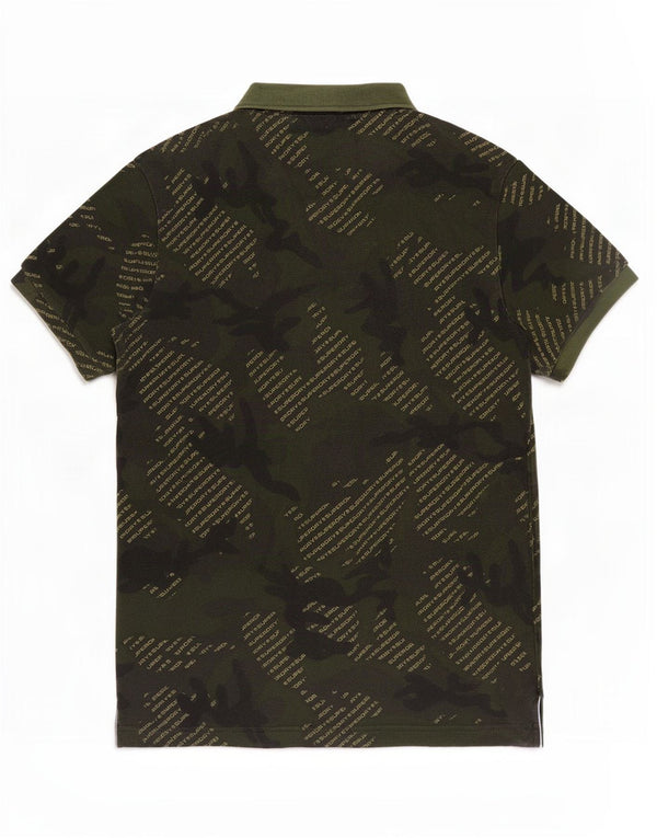 Superdry Mens Graphic Polo Shirt Large Khaki Camouflage Cotton