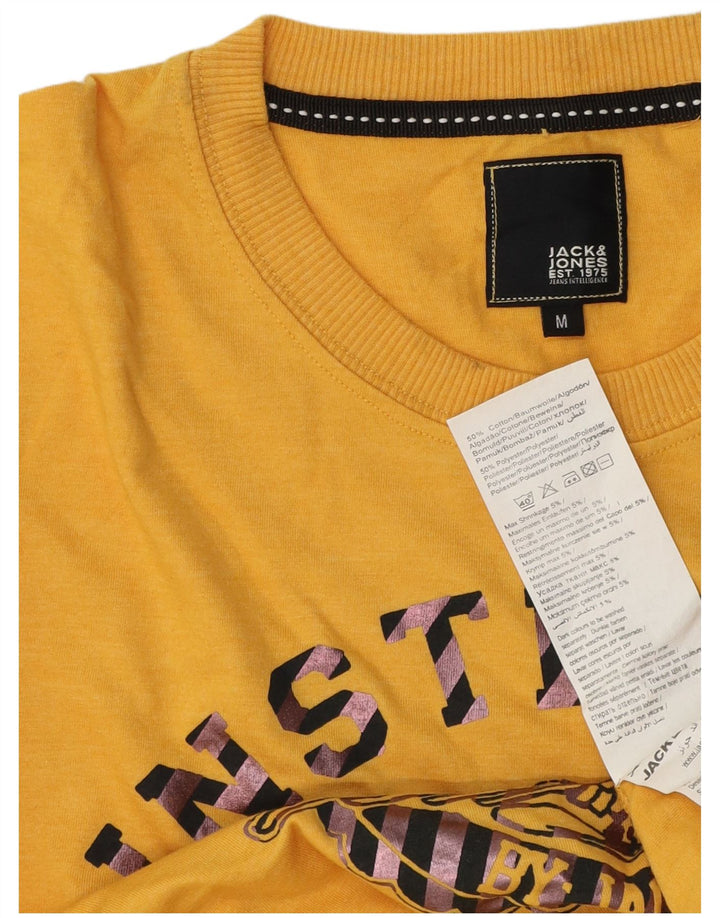 Jack & Jones Мужской топ с рисунком, длинный рукав, средний желтый хлопок, хлопок