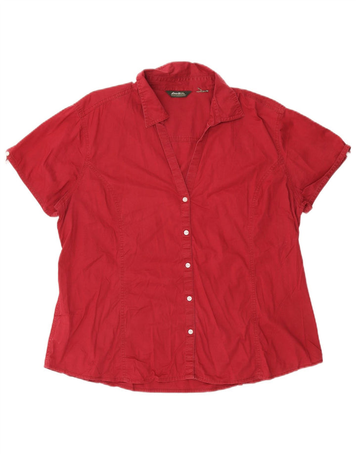 EDDIE BAUER Женская рубашка с коротким рукавом UK 18 XL Бордовый хлопок
