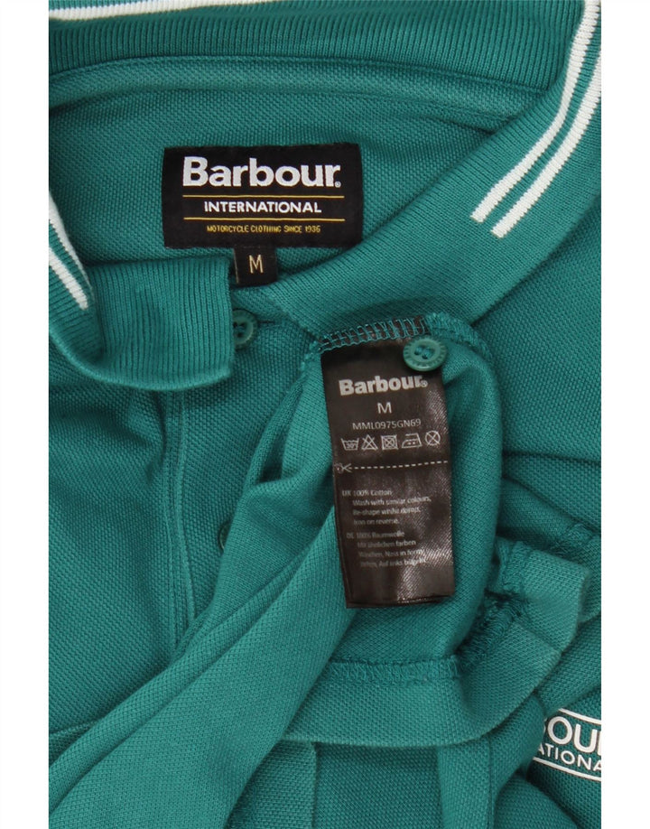 Мужская рубашка-поло BARBOUR, хлопковая, среднего зеленого цвета