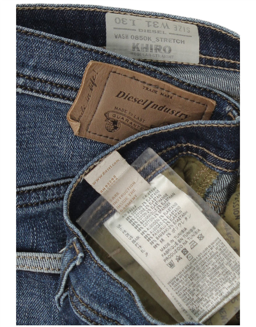 Мужские прямые джинсы Diesel Khiro Regular W31 L26, синий хлопок