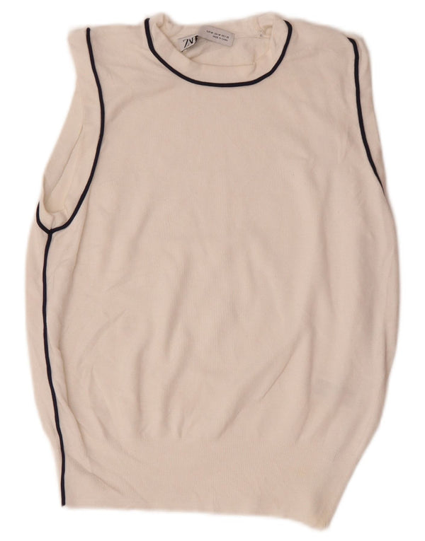 Женская майка Zara Vest UK 12, средний белый, вискоза