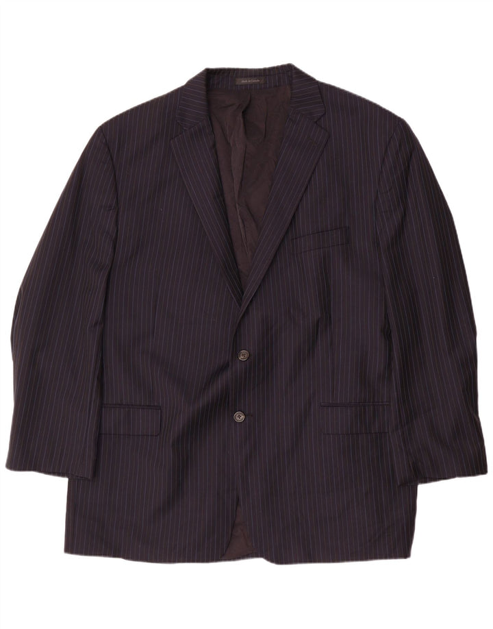 RALPH LAUREN Мужской пиджак на 2 пуговицах IT 52 XL Темно-синий в тонкую полоску Шерсть