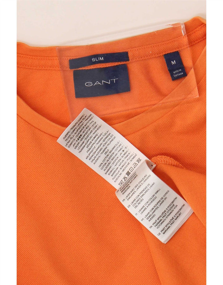 Мужская футболка узкого кроя Gant, хлопковый топ среднего оранжевого цвета