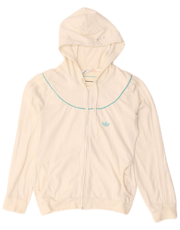 Adidas Womens Zip Hoodie Sweater IT 44 Medium White Cotton