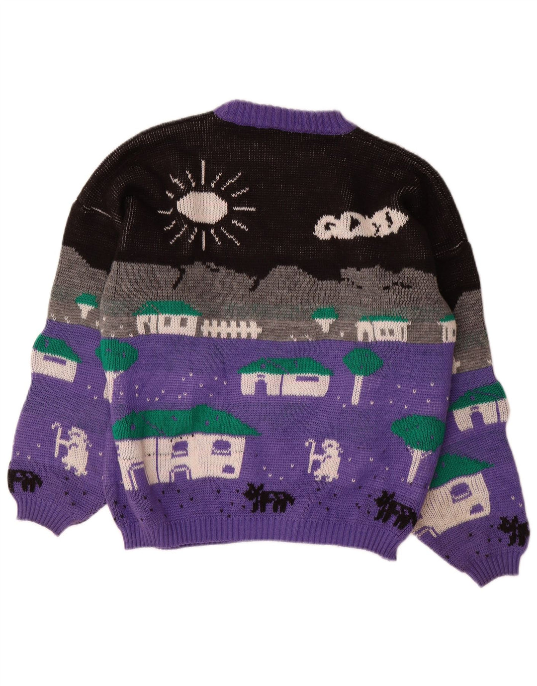 Женский джемпер с круглым вырезом ALTA MODA UK 16, большой фиолетовый с цветными блоками