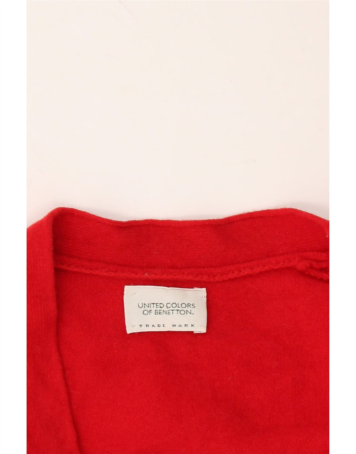 BENETTON Womens Cardigan Sweater UK 14 Medium Red Wool Vintage Benetton and Second-Hand Benetton from Messina Hembry 