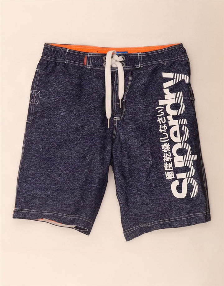 Мужские шорты для плавания Superdry с рисунком, большие темно-синие, полиэстер