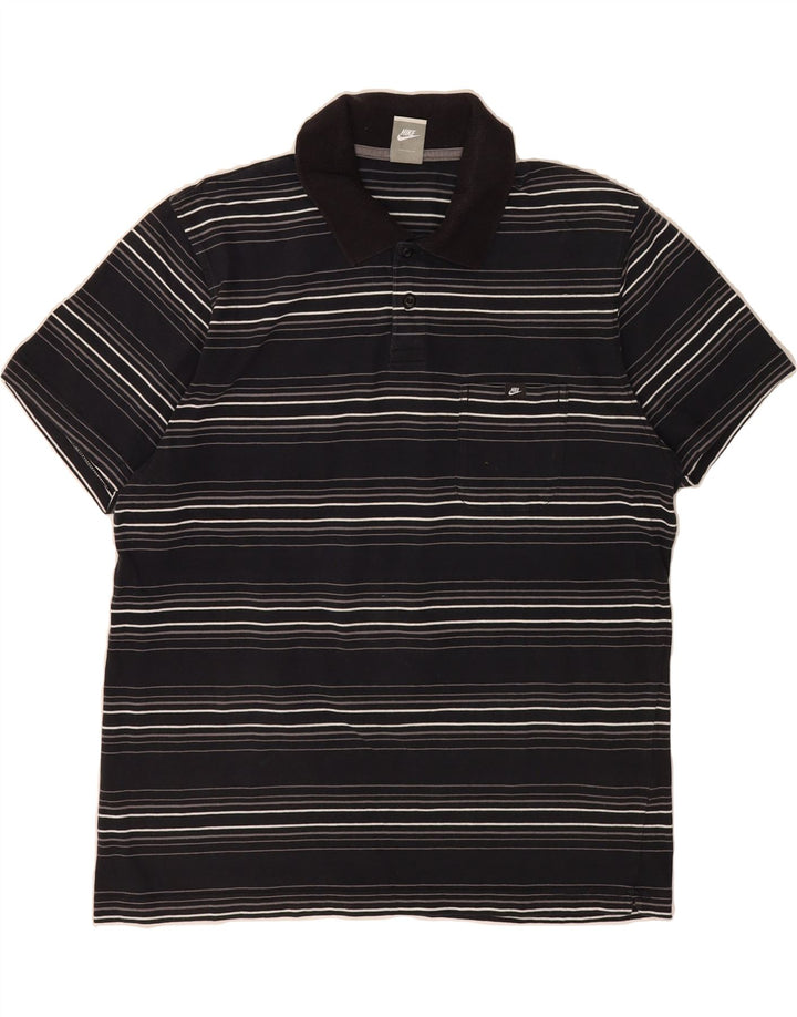 NIKE Mens Polo Shirt UK 47/48 2XL Navy Blue Striped Vintage Nike and Second-Hand Nike from Messina Hembry 