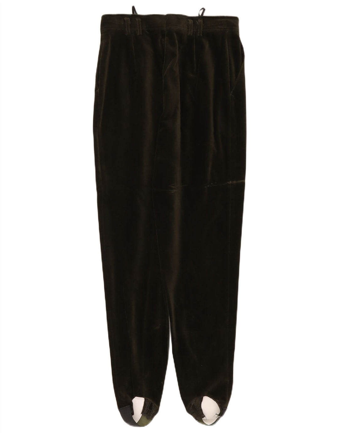 ВИНТАЖНЫЕ женские бархатные брюки со штрипками EU 40, средний W27 L29, зеленый хлопок