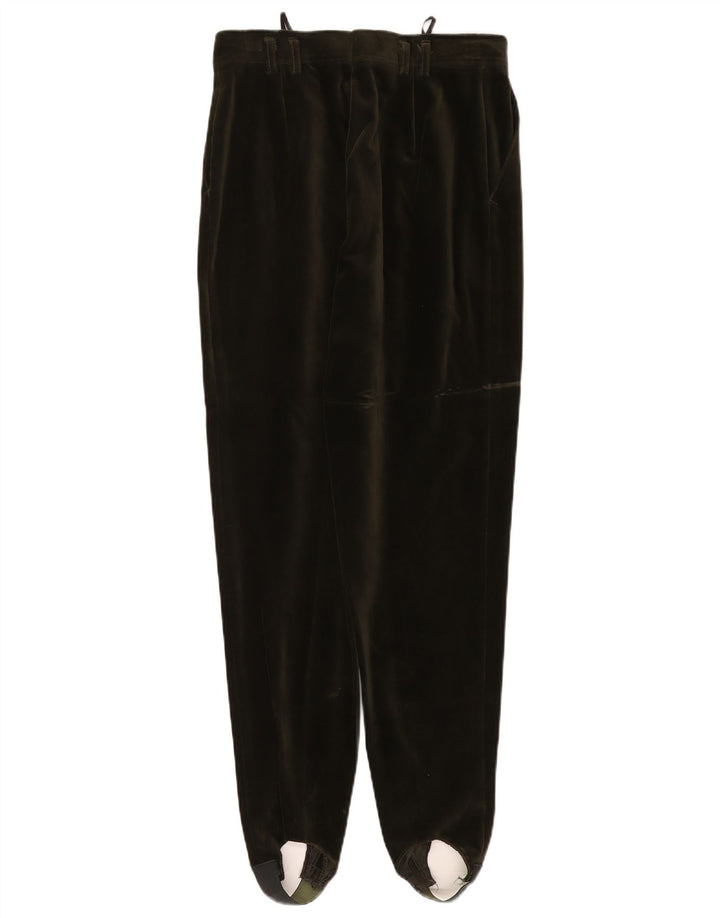 ВИНТАЖНЫЕ женские бархатные брюки со штрипками EU 40, средний W27 L29, зеленый хлопок