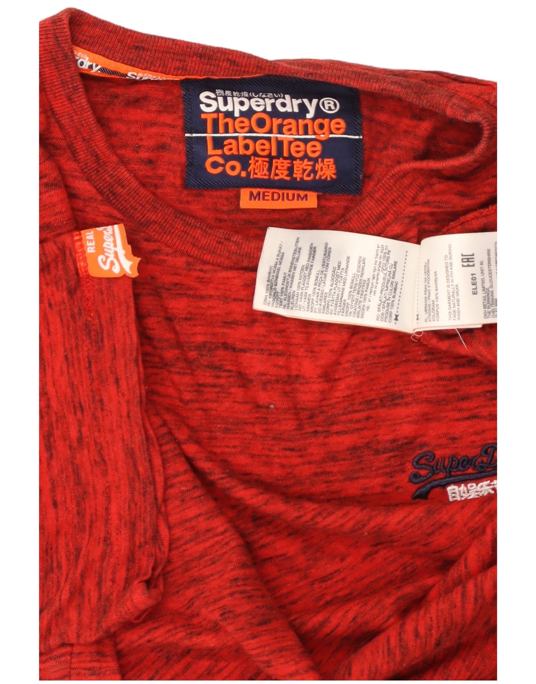 SUPERDRY Мужская футболка из хлопка среднего красного цвета с крапинками