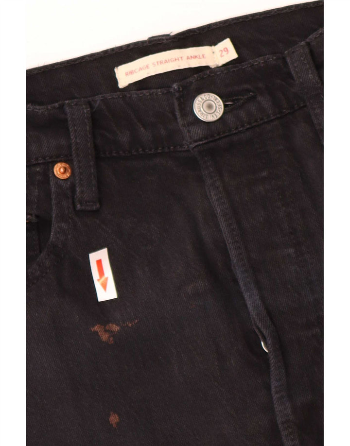 Женские прямые джинсы Levi's Ribcage W29 L27, черный хлопок