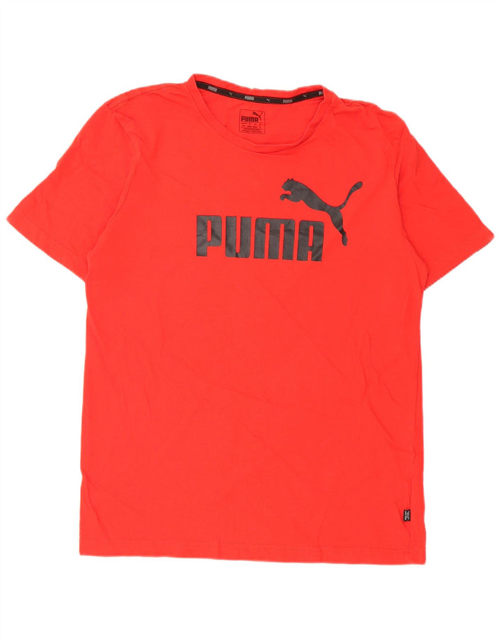 Мужская футболка с рисунком Puma, хлопковый топ среднего красного цвета