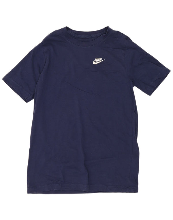 Футболка Nike для мальчиков, топ 13–14 лет, XL, темно-синий, хлопок
