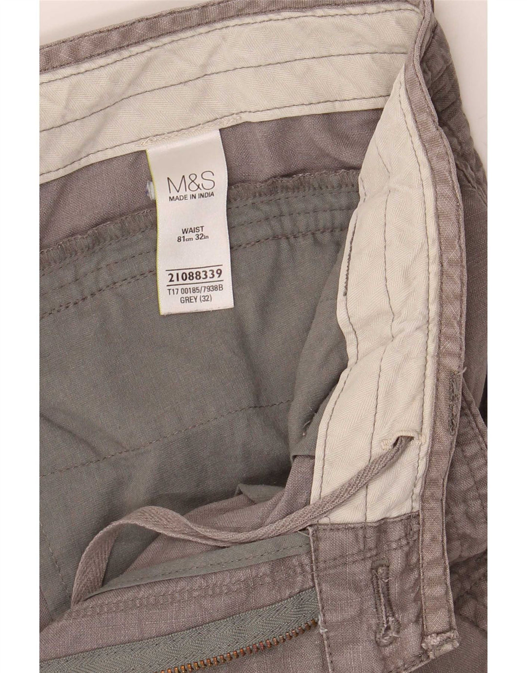 Мужские шорты-бермуды Marks & Spencer W32 среднего серого цвета, льняные